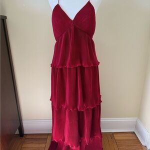 Elegant Red Tiered Dress